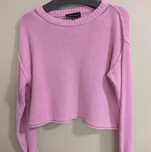 Cotton Candy LA Cropped Bubble Gum Pink Sweater - Picture 1 of 6